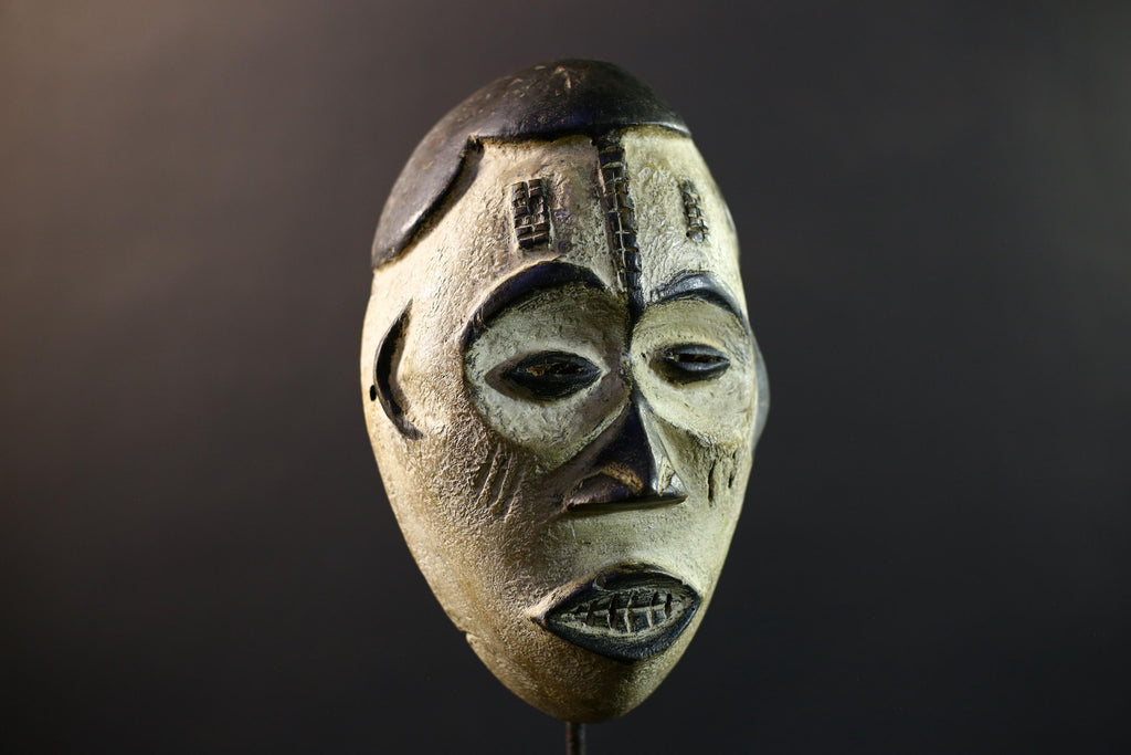African Pende Pumbu Mask, Congo Ritual Power Face, Hand Carved Wood Wall Sculpture, Tribal Ancestor Decor-G5336