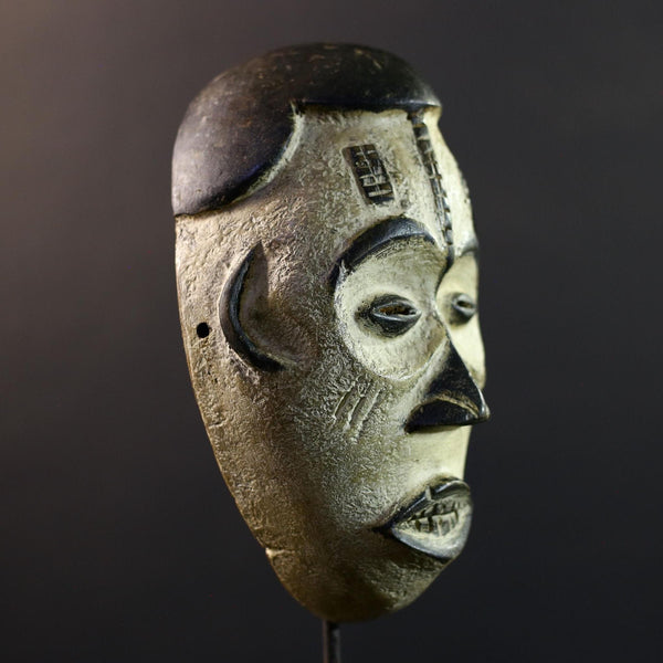 African Pende Pumbu Mask, Congo Ritual Power Face, Hand Carved Wood Wall Sculpture, Tribal Ancestor Decor-G5336