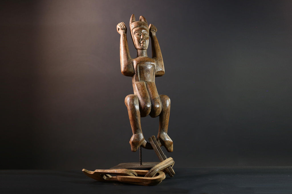 African wood sculpture Yaka figure chained carving tribal statue African carving art authentic African handmade collectible piece- G5442