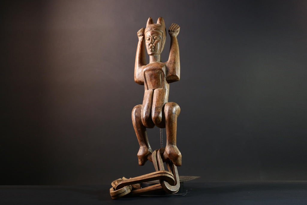African wood sculpture Yaka figure chained carving tribal statue African carving art authentic African handmade collectible piece- G5442
