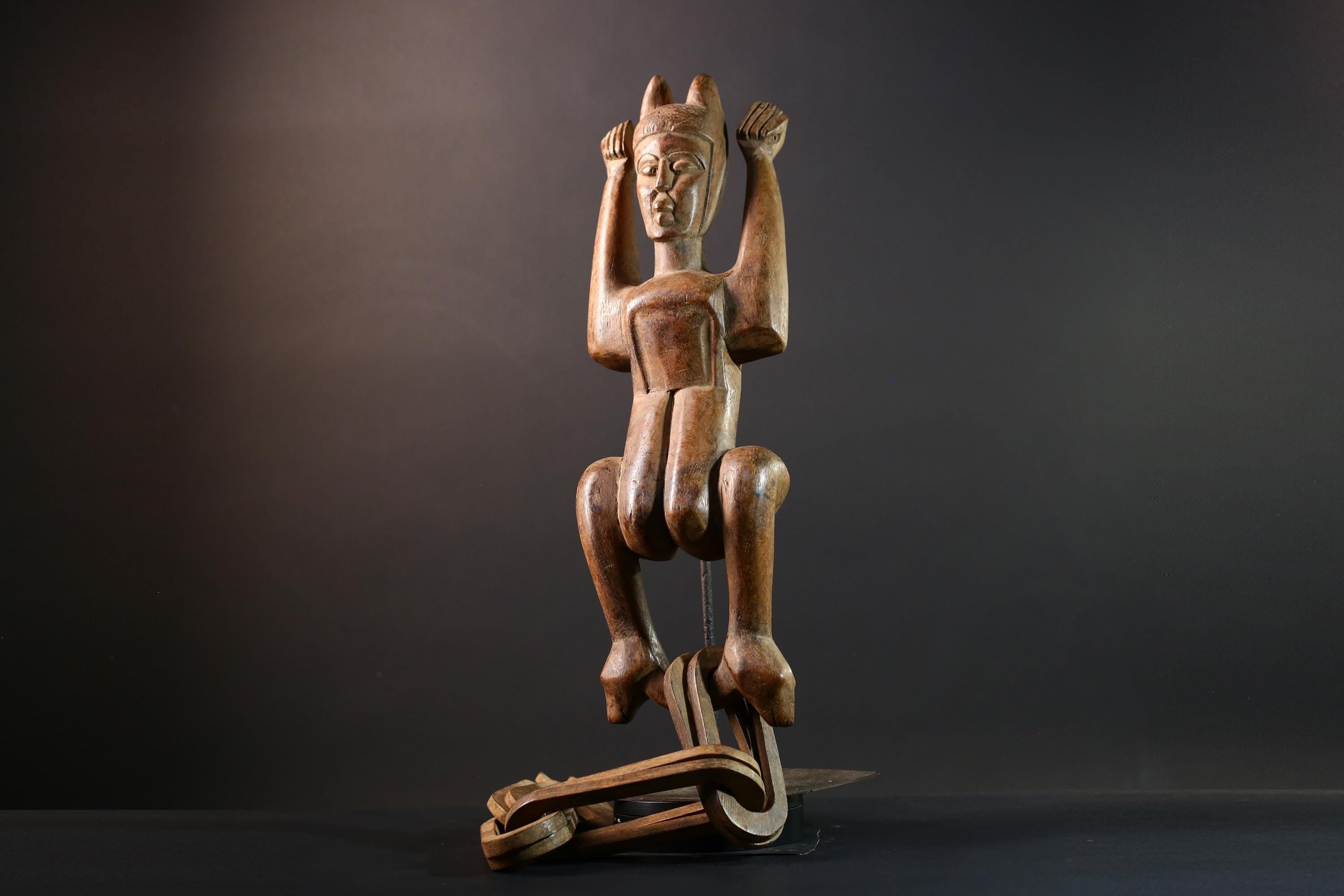 African wood sculpture Yaka figure chained carving tribal statue African carving art authentic African handmade collectible piece- G5442