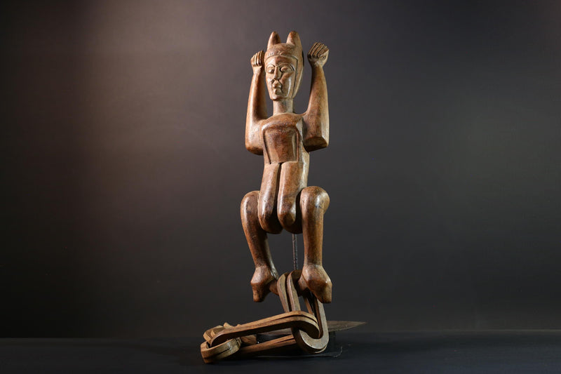 African wood sculpture Yaka figure chained carving tribal statue African carving art authentic African handmade collectible piece- G5442