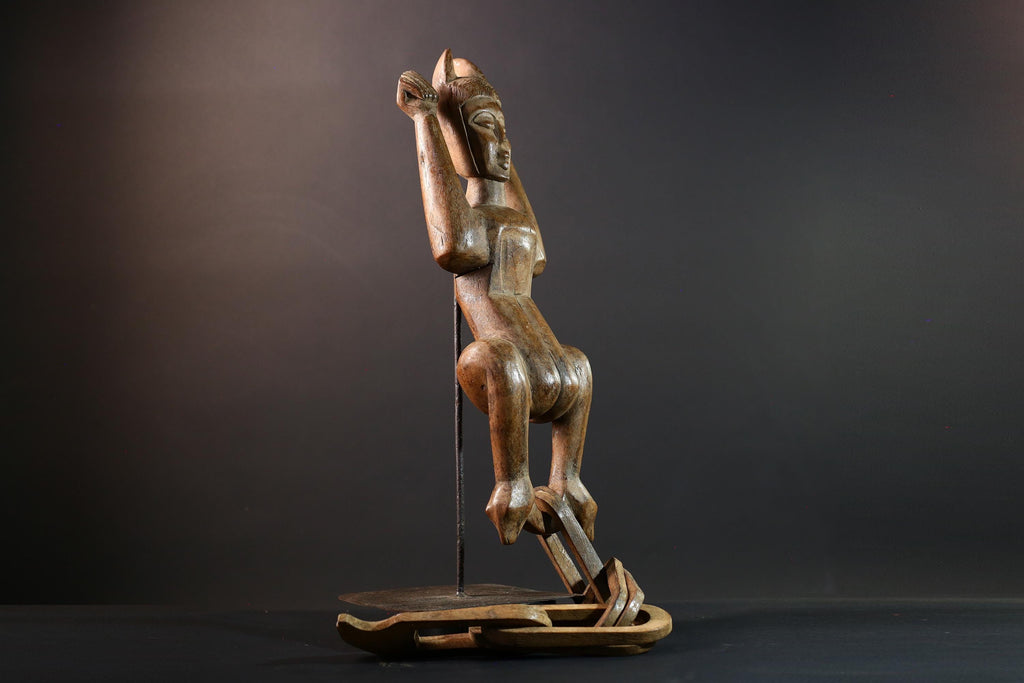 African wood sculpture Yaka figure chained carving tribal statue African carving art authentic African handmade collectible piece- G5442