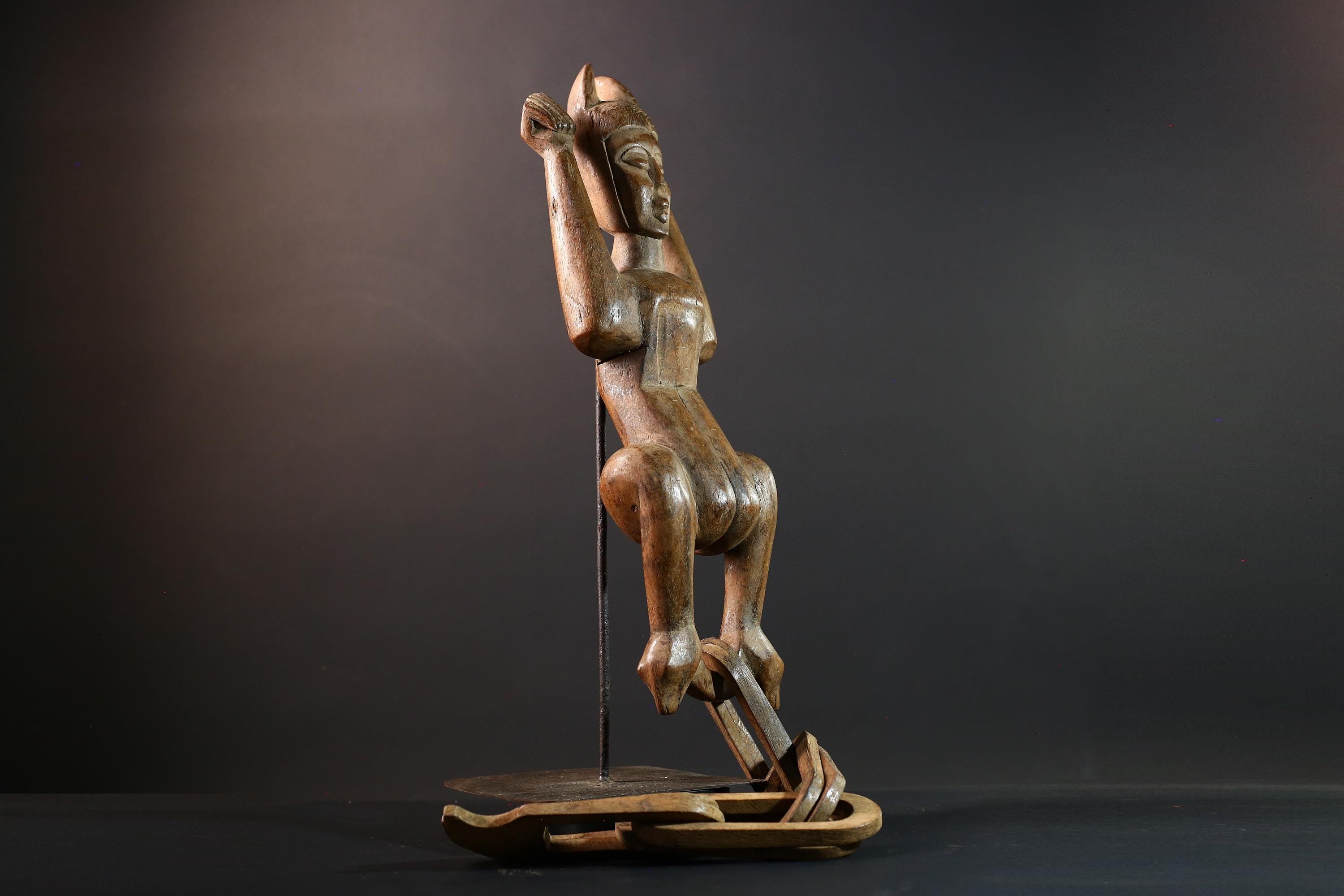 African wood sculpture Yaka figure chained carving tribal statue African carving art authentic African handmade collectible piece- G5442