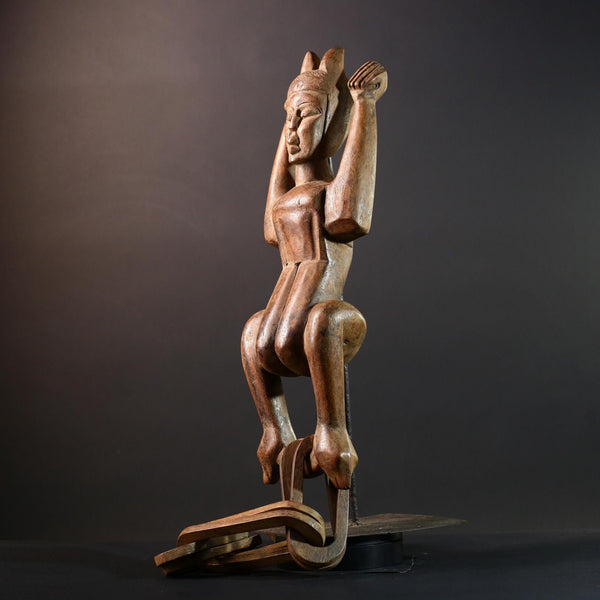 African wood sculpture Yaka figure chained carving tribal statue African carving art authentic African handmade collectible piece- G5442
