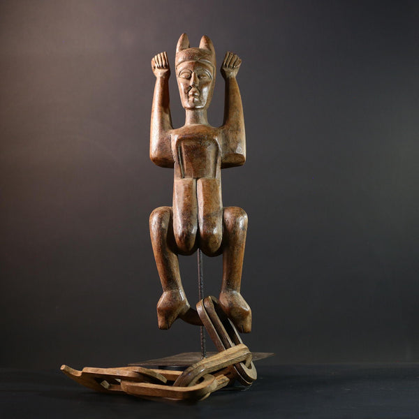 African wood sculpture Yaka figure chained carving tribal statue African carving art authentic African handmade collectible piece- G5442