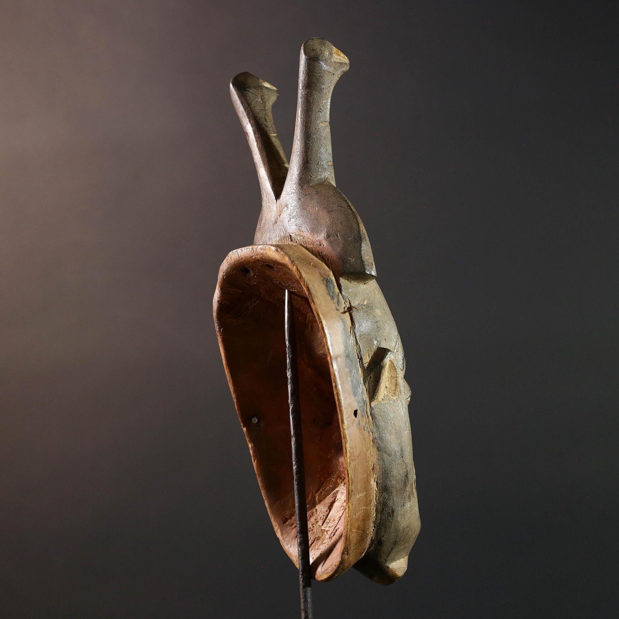 baule kpelie mask african wood carving tribal female spirit face sculpture ivory coast art traditional wall decor handcarved figure- G5452