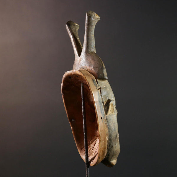 baule kpelie mask african wood carving tribal female spirit face sculpture ivory coast art traditional wall decor handcarved figure- G5452