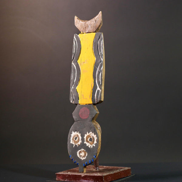 bwa plank mask african tribal wall carving painted geometric spirit wood decor burkina faso mask fertility totem tall ceremonial icon-G5453
