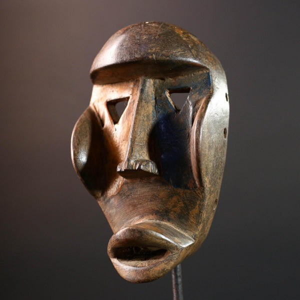 dan mask african carved wood tribal wall face sculpture liberia ivory coast spirit figure traditional mask decor handmade object-G5454