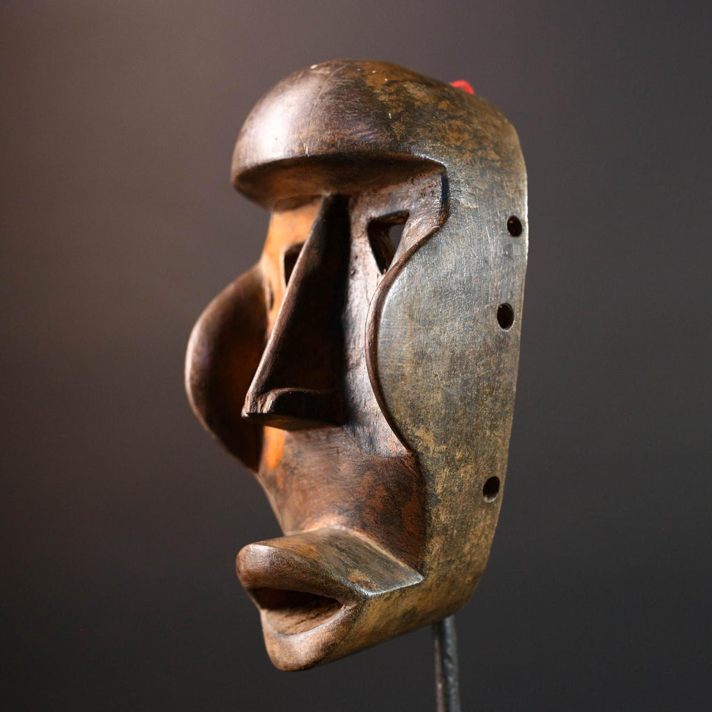 dan mask african carved wood tribal wall face sculpture liberia ivory coast spirit figure traditional mask decor handmade object-G5454