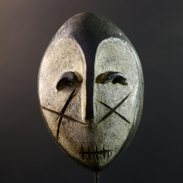 African Fang Mask, Tribal Wood Wall Decor, Hand-Carved Vintage Ethnic Art, Rustic Gabon Folk Mask, Cultural Sculpture, Tribal Wall Art-G5338