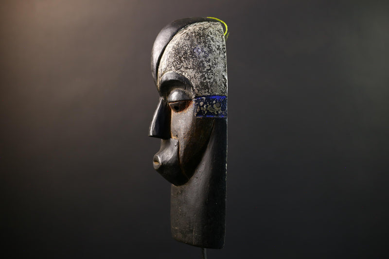African Igbo Mask, Tribal Wood Wall Decor, Hand-Carved Vintage Ethnic Art, Rustic Nigerian Folk Sculpture, Cultural Home Wall Hanging-G5340