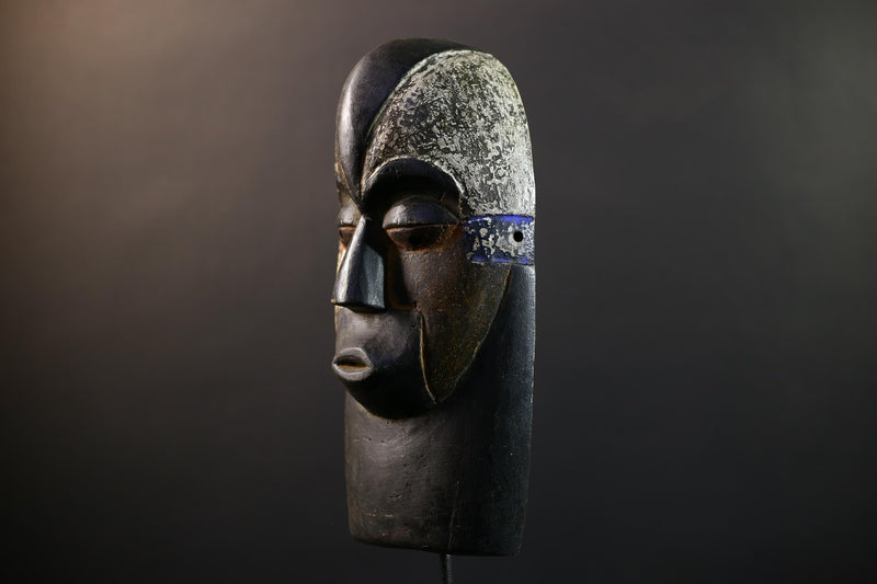 African Igbo Mask, Tribal Wood Wall Decor, Hand-Carved Vintage Ethnic Art, Rustic Nigerian Folk Sculpture, Cultural Home Wall Hanging-G5340