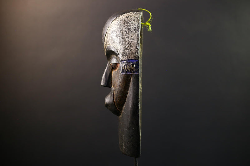 African Igbo Mask, Tribal Wood Wall Decor, Hand-Carved Vintage Ethnic Art, Rustic Nigerian Folk Sculpture, Cultural Home Wall Hanging-G5340