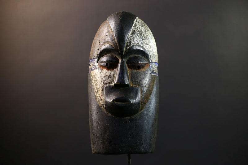 African Igbo Mask, Tribal Wood Wall Decor, Hand-Carved Vintage Ethnic Art, Rustic Nigerian Folk Sculpture, Cultural Home Wall Hanging-G5340