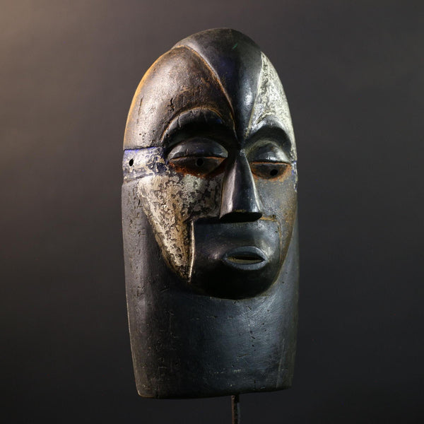 African Igbo Mask, Tribal Wood Wall Decor, Hand-Carved Vintage Ethnic Art, Rustic Nigerian Folk Sculpture, Cultural Home Wall Hanging-G5340