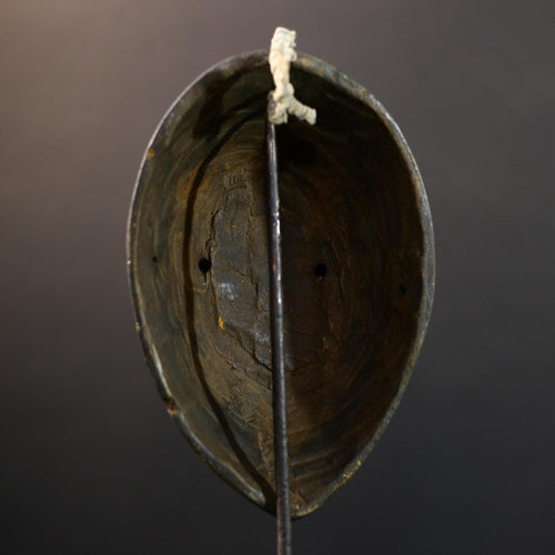 Africa Dan Mask, Tribal Wood Wall Decor, Hand-Carved Vintage Ethnic Art, Rustic Blue Accent Folk Sculpture, Cultural Home Wall Hanging-G5341