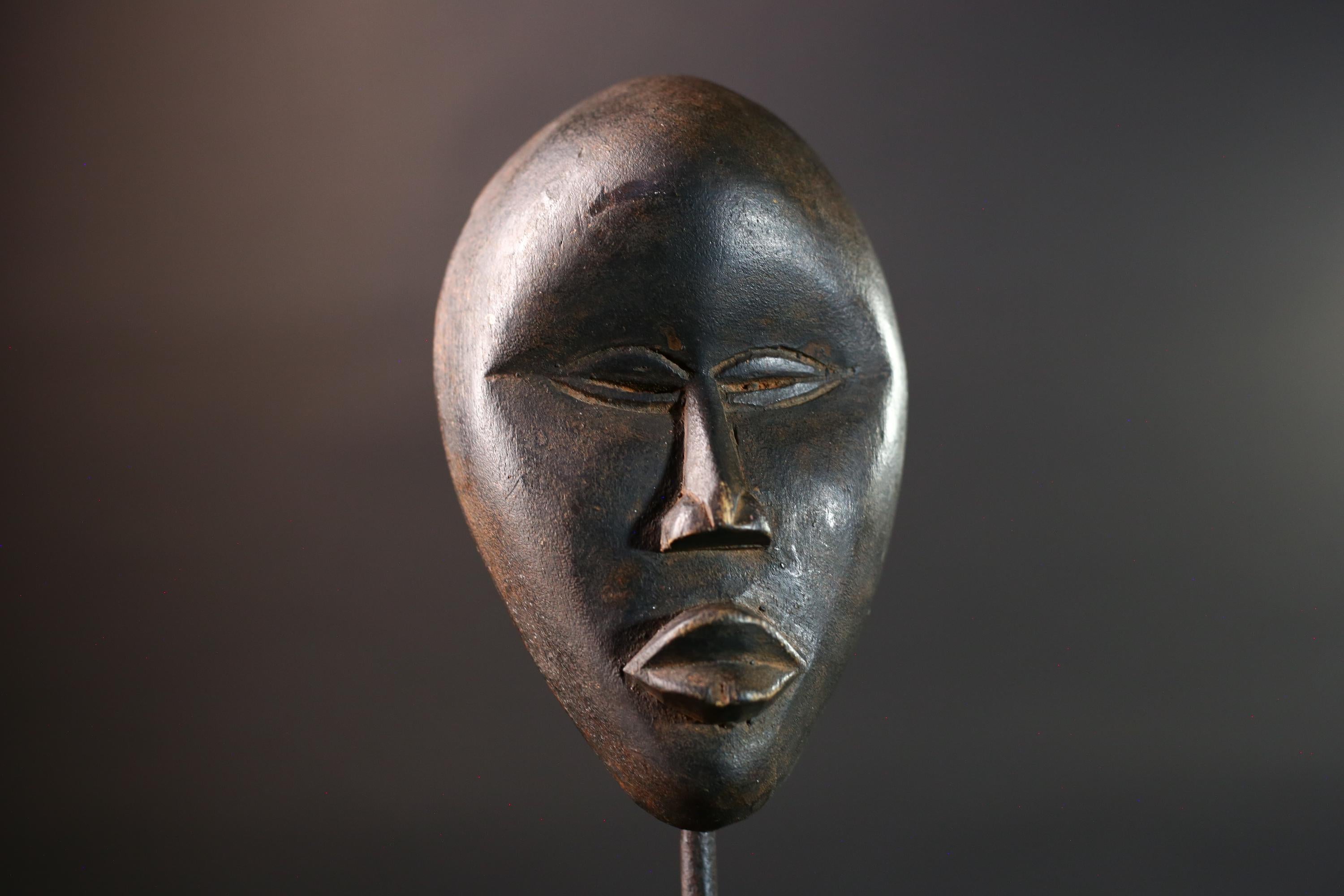 African Dan mask tribal african wall mask carved dark wood face spirit mask Liberia initiation mask art minimalist african decor  G5459