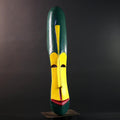 African wall mask tall fang mask tribal face art yellow green carved wood mask spiritual decor long african mask gabon wall hanging  G5460