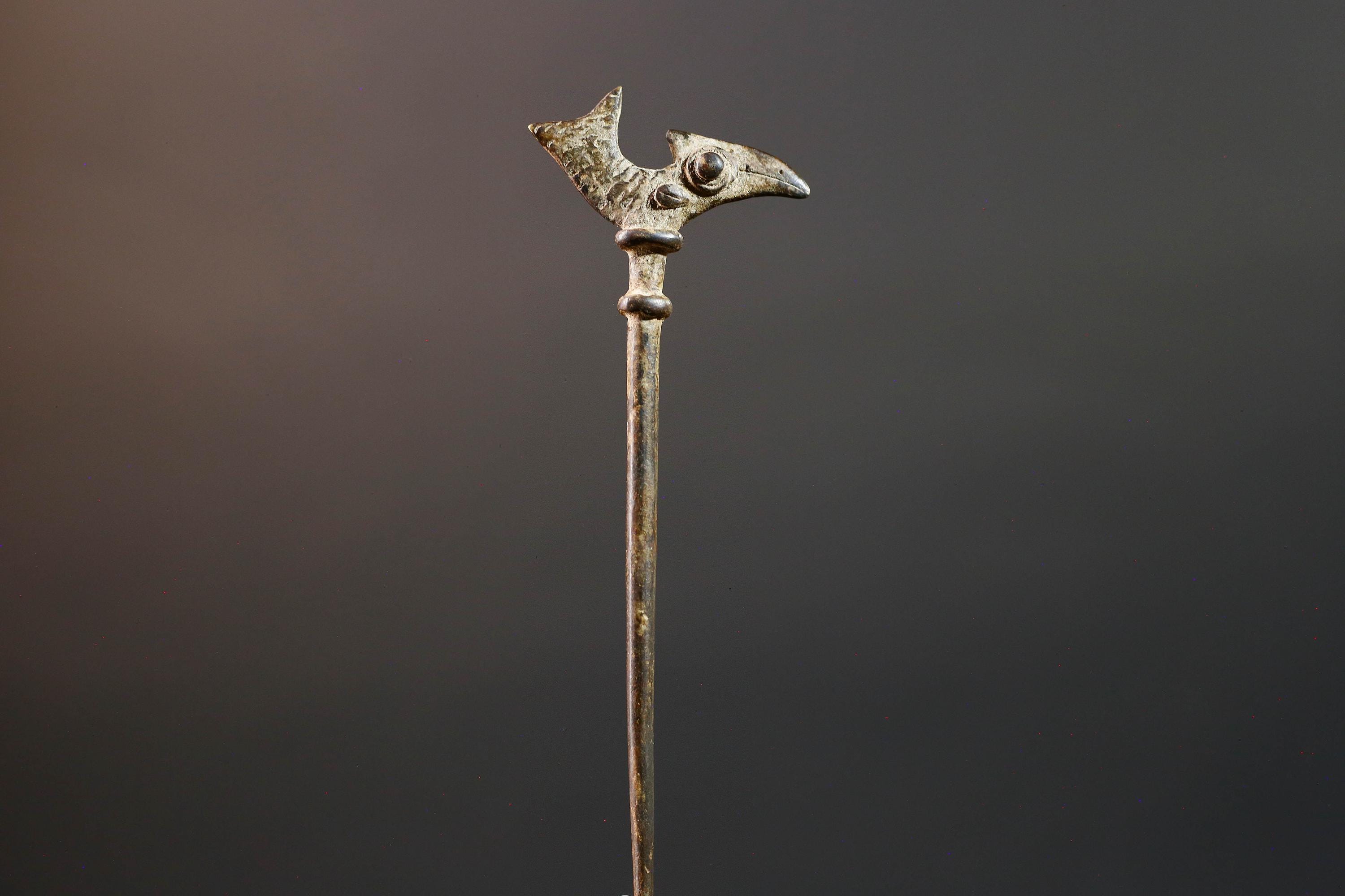 African bronze bird weight akan gold measure tribal figurine small sculpture carved totem ghana bronze art west african heritage  G5463