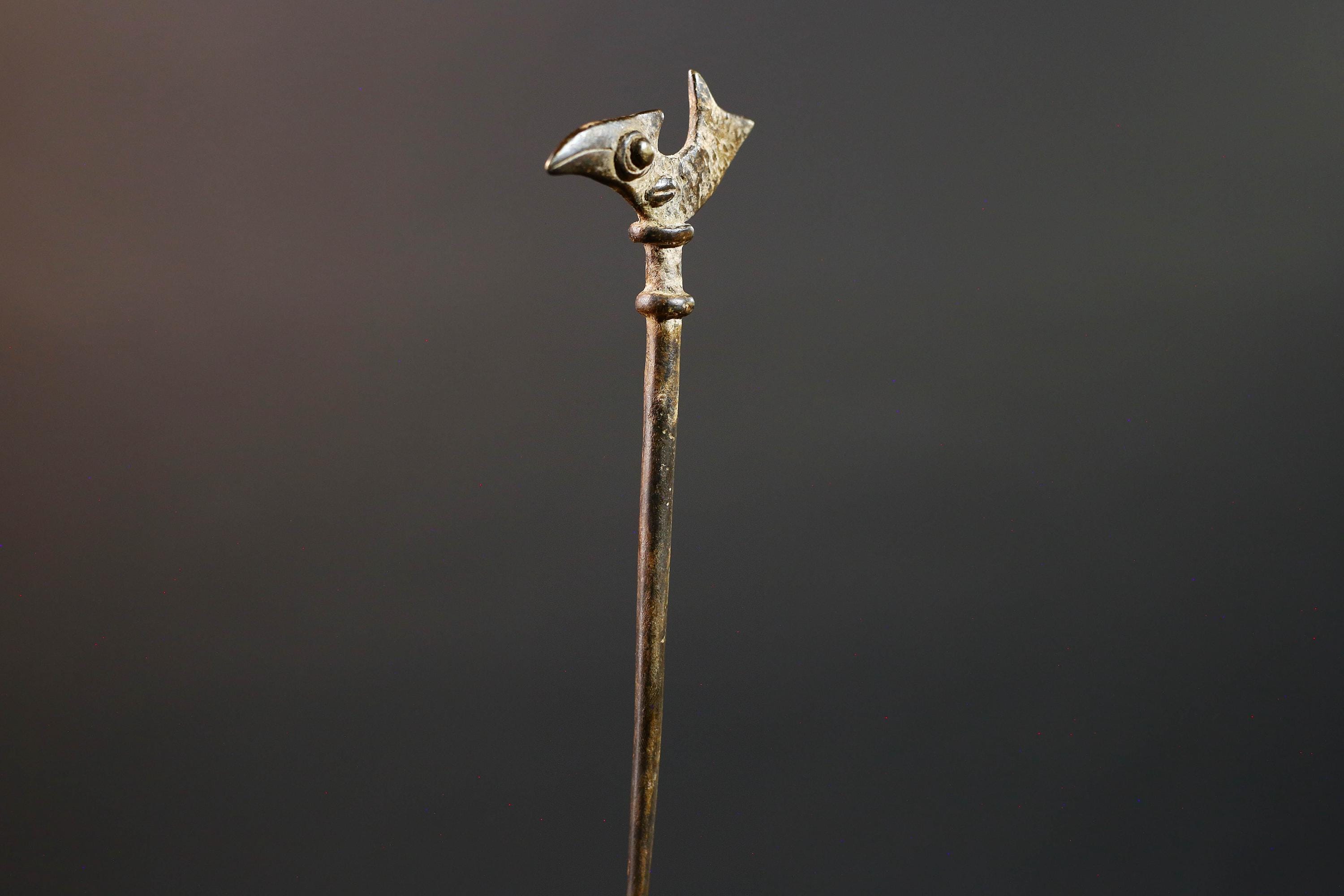 African bronze bird weight akan gold measure tribal figurine small sculpture carved totem ghana bronze art west african heritage  G5463