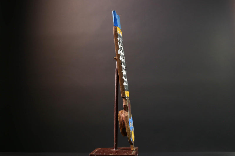 African Bwa plank mask tribal vertical carving geometric wood art spirit figure wall decor burkina faso mask bird crest sculpture G5465