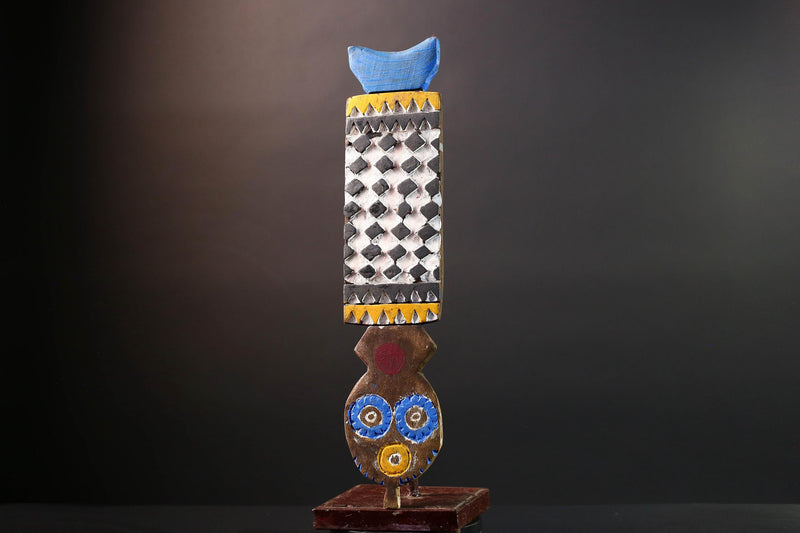 African Bwa plank mask tribal vertical carving geometric wood art spirit figure wall decor burkina faso mask bird crest sculpture G5465