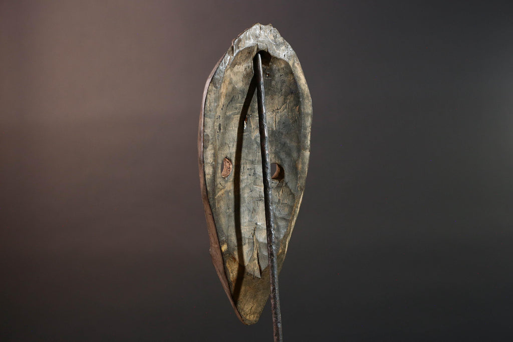 African Dan mask carved wood tribal face mask from Liberia or Ivory Coast narrow brow ridge sculpture traditional wall decor G5466