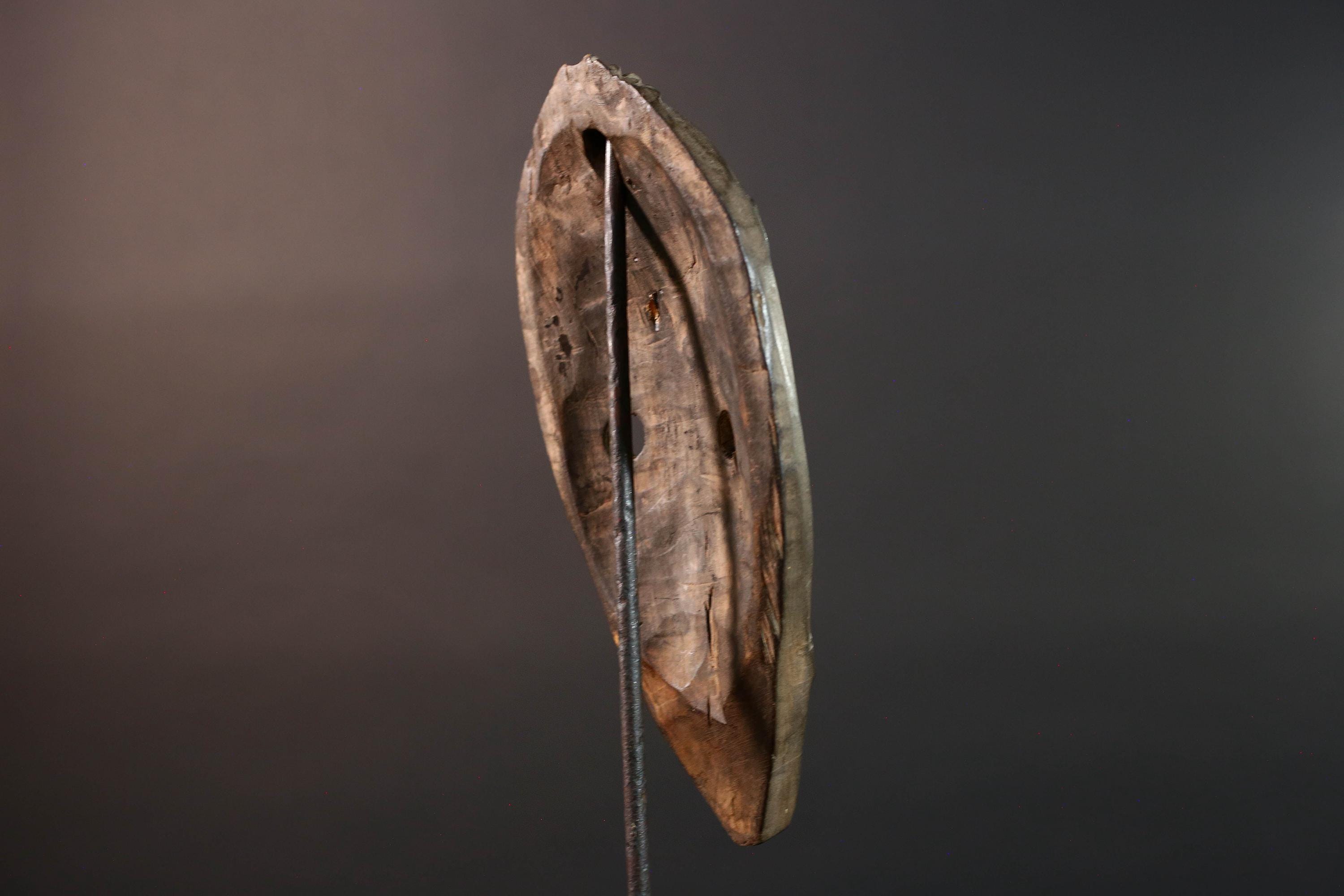 African Dan mask carved wood tribal face mask from Liberia or Ivory Coast narrow brow ridge sculpture traditional wall decor G5466