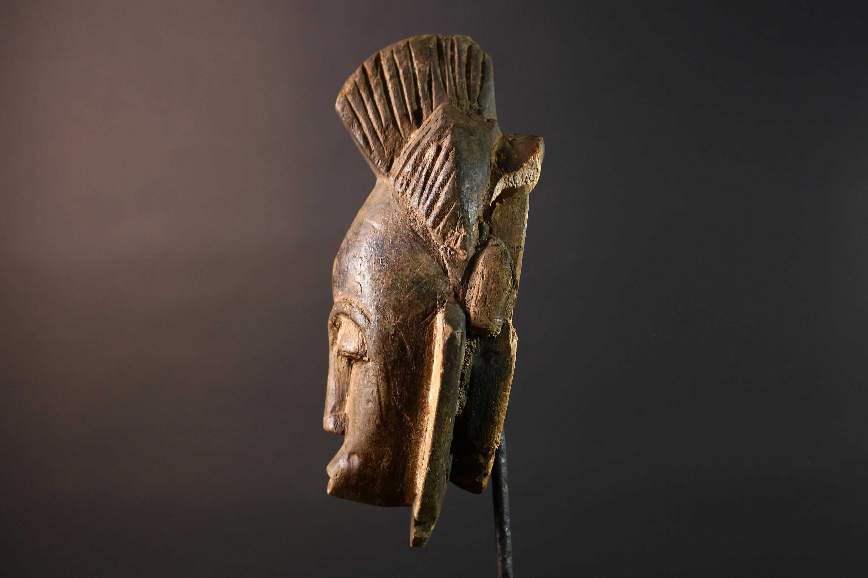 African tribal wall mask guro hand carved face art wood sculpture vintage decor from west africa G5472