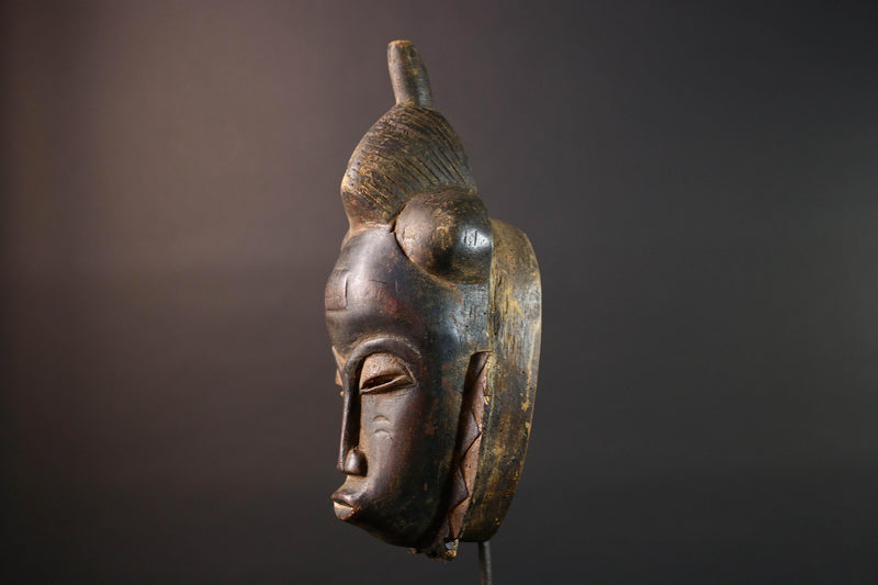 african baule mask tribal face carving ivory coast decor hand carved wood art ancestral sculpture goli wall mask spiritual G5475