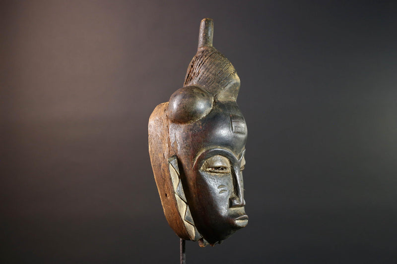 african baule mask tribal face carving ivory coast decor hand carved wood art ancestral sculpture goli wall mask spiritual G5475
