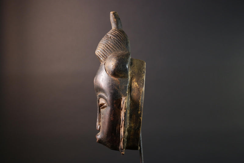 african baule mask tribal face carving ivory coast decor hand carved wood art ancestral sculpture goli wall mask spiritual G5475