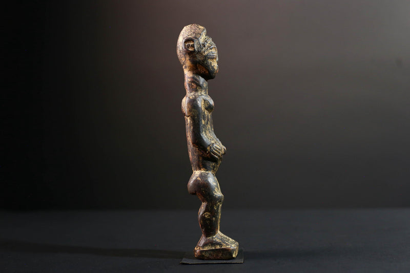 african ancestor figure baule spirit sculpture tribal shrine carving wood ivory coast art handmade fertility statue male G5481