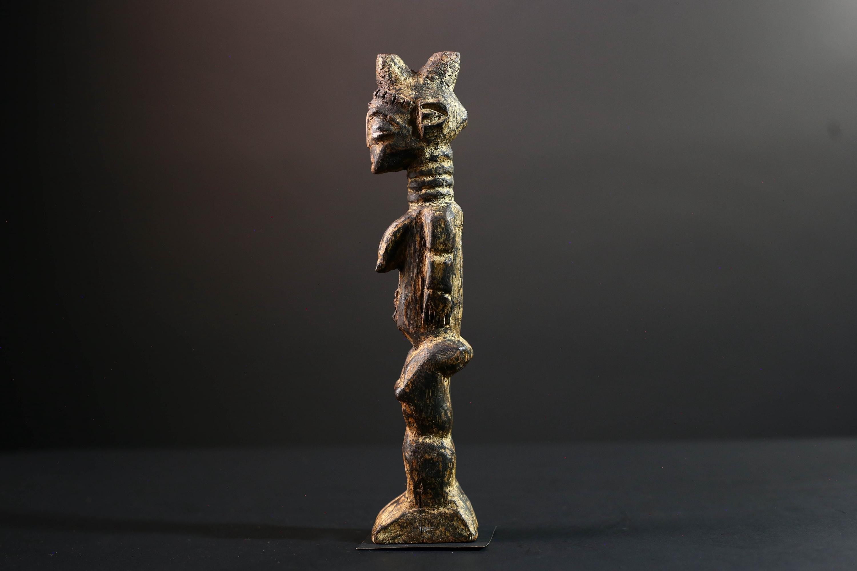 african female ancestor figure baule wood carving fertility statue tribal shrine sculpture ivory coast handmade spiritual G5482