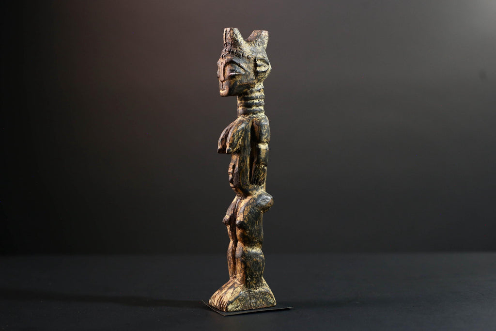 african female ancestor figure baule wood carving fertility statue tribal shrine sculpture ivory coast handmade spiritual G5482