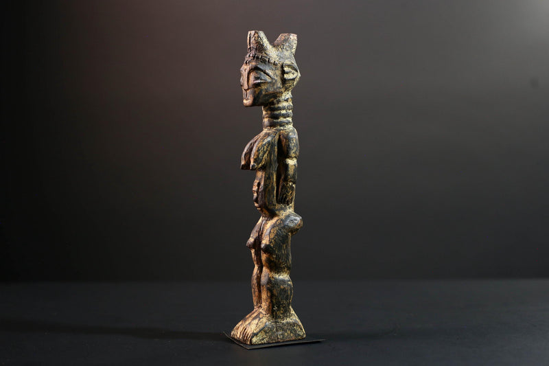 african female ancestor figure baule wood carving fertility statue tribal shrine sculpture ivory coast handmade spiritual G5482