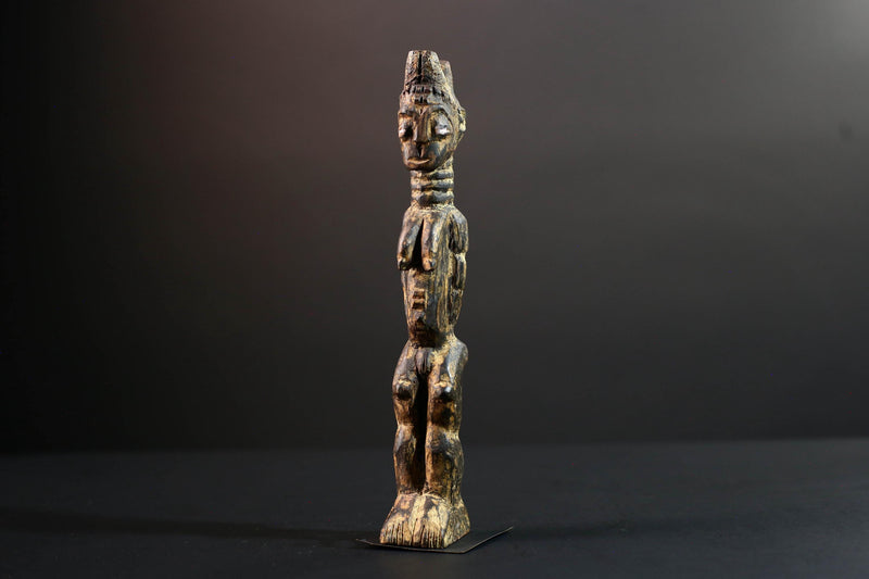 african female ancestor figure baule wood carving fertility statue tribal shrine sculpture ivory coast handmade spiritual G5482