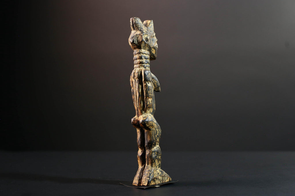 african female ancestor figure baule wood carving fertility statue tribal shrine sculpture ivory coast handmade spiritual G5482