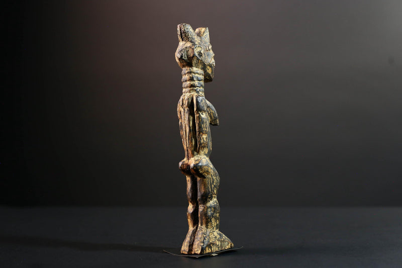 african female ancestor figure baule wood carving fertility statue tribal shrine sculpture ivory coast handmade spiritual G5482