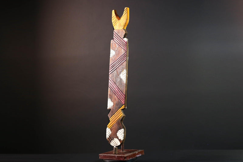bwa spirit mask african tribal wall art tall plank carving burkina faso wood sculpture ritual decor geometric handmade-G5485