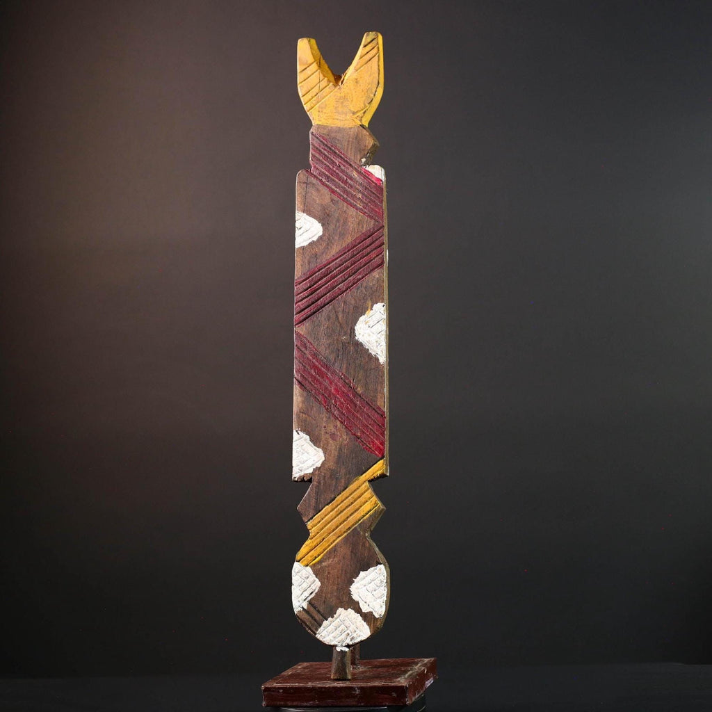 bwa spirit mask african tribal wall art tall plank carving burkina faso wood sculpture ritual decor geometric handmade-G5485