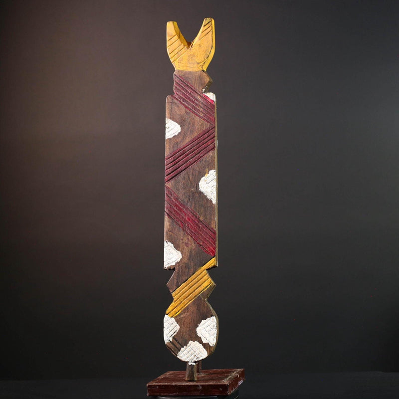 bwa spirit mask african tribal wall art tall plank carving burkina faso wood sculpture ritual decor geometric handmade-G5485