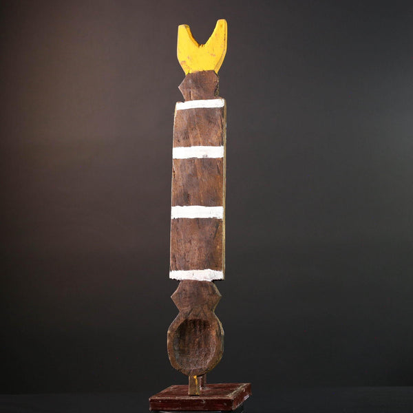 bwa spirit mask african tribal wall art tall plank carving burkina faso wood sculpture ritual decor geometric handmade-G5485