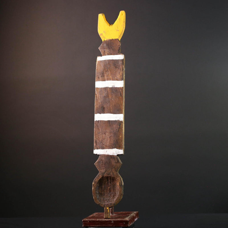 bwa spirit mask african tribal wall art tall plank carving burkina faso wood sculpture ritual decor geometric handmade-G5485