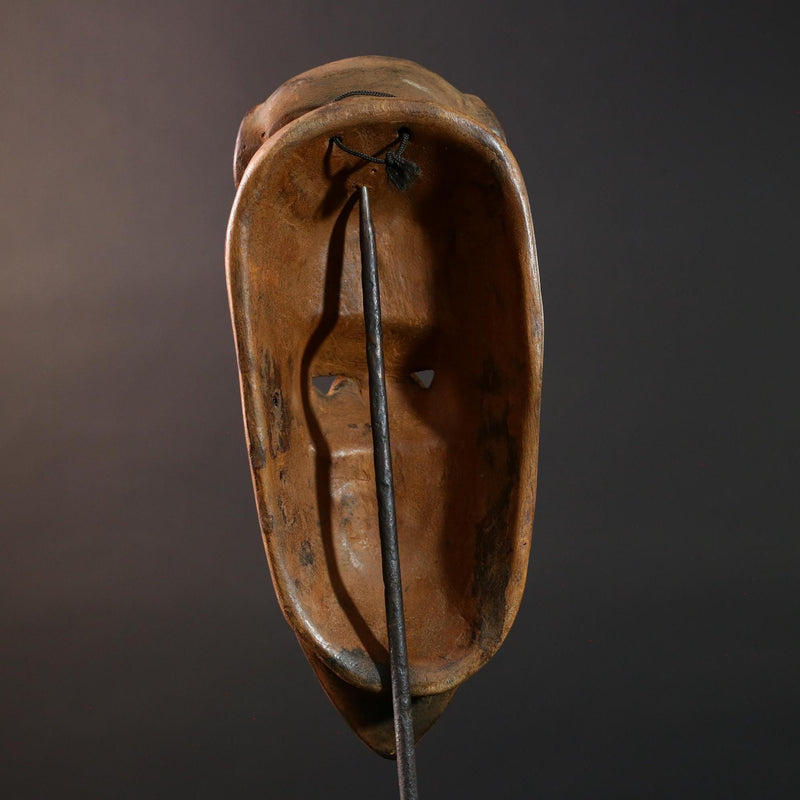 African Dan mask tribal wall decor carved wooden face with red discs ivory coast ethnic art geometric mask spiritual african sculpture G5488
