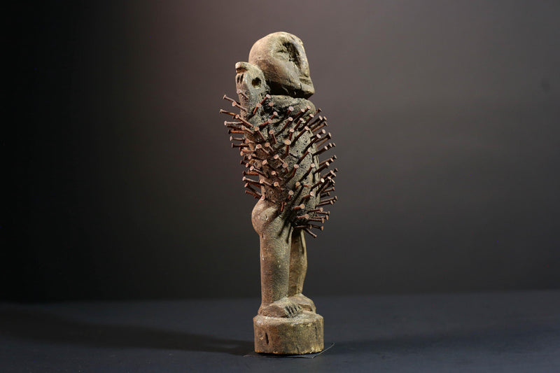 African Kongo nail figure Nkisi Nkondi sculpture carved power statue spiritual tribal art wood decor protective fetish figurine G5507