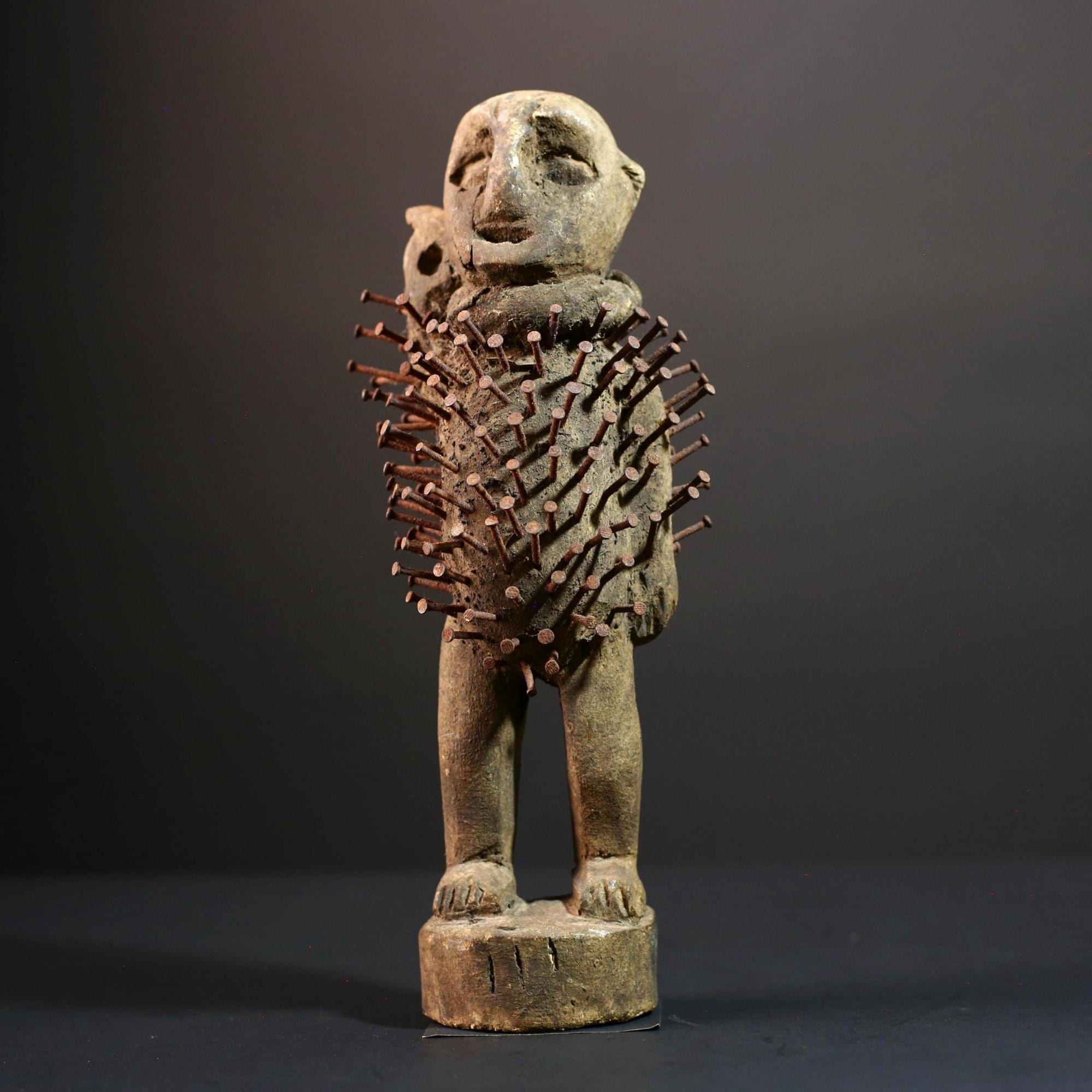 African Kongo nail figure Nkisi Nkondi sculpture carved power statue spiritual tribal art wood decor protective fetish figurine G5507