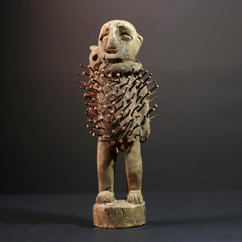 African Kongo nail figure Nkisi Nkondi sculpture carved power statue spiritual tribal art wood decor protective fetish figurine G5507